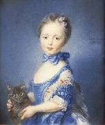 PERRONNEAU, Jean-Baptiste A Girl with a Kitten china oil painting reproduction